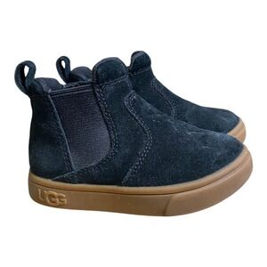 UGG T Hamden II Black Suede Leather Chelsea Boots Toddler Size 6 SU